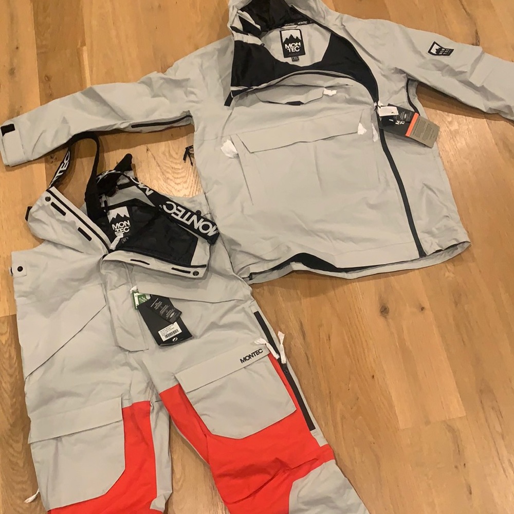 Montec Doom Snow Jacket, light grey, mens xxl & Montec Fawk Snow Pants, mens xl